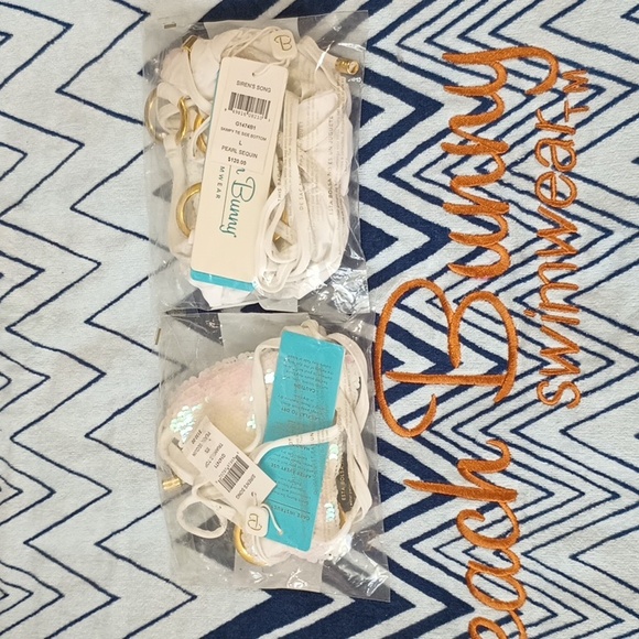 Beach Bunny Siren's Song XS Triangle Top Lg Skimpy Tie Side Bottom NWT - Picture 12 of 14